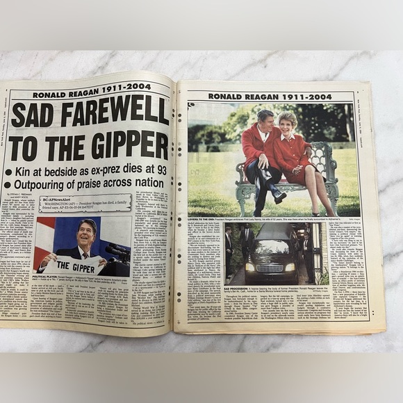 COPY - New York Post- dated 6/6/2004 Ronald Reagan 1911-2004 - Picture 2 of 3